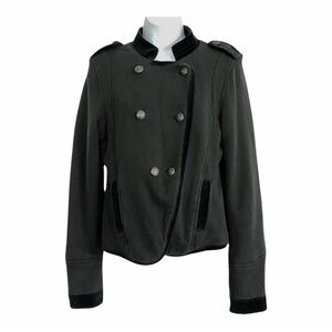 American Eagle Black Pea Coat Jacket Medium Cotton Cropped Double Breasted Lined